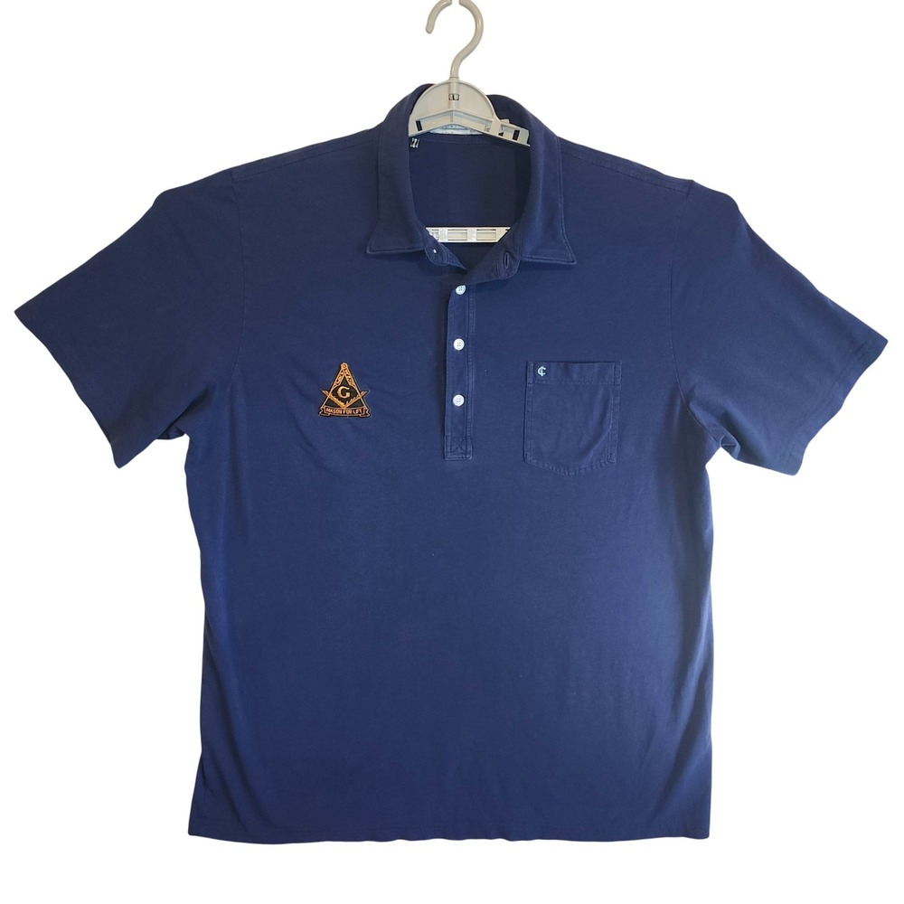 Criquet Mens XXL Pima Cotton Polo Shirt Navy Blue‎ Freemason Mason For Life Logo